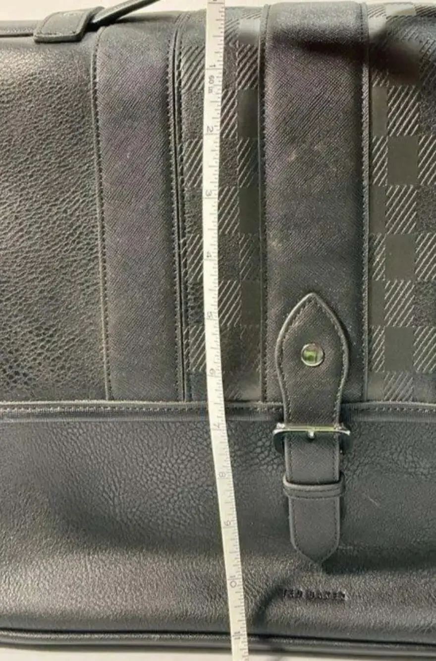 Ted Baker London Black House Check Messenger Bag Briefcase Satchel Buckle NWT